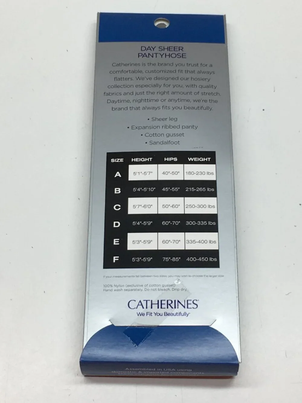 Catherines Pantyhose Day Sheer Hosiery Ribbed Panty White Plus Size E